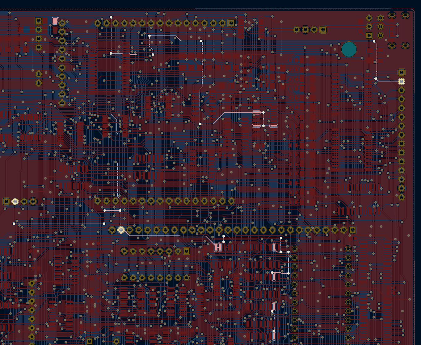Daught Board with the clock signal traces highlighted